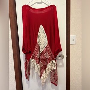 Red and White Cardigan